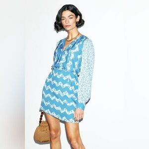 NWT Never Fully Dressed Jemma Balloon Sleeve Blue Mini Dress 10